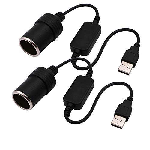 Product Cover USB A Male to 12V Car Cigarette Lighter Socket Female Converter Cable 2-Pack