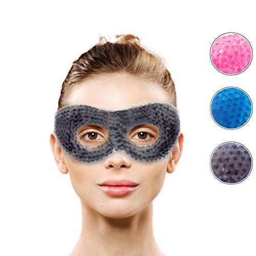 Product Cover Gel Eye Mask with Eye Holes- Hot Cold Compress Pack Eye Therapy | Cooling Eye Mask for Puffy Eyes, Dry Eyes, Headaches, Migraines, Dark Circles, Sinus - Reusable Eye Face Mask | Ergo Gel Bead (Grey)