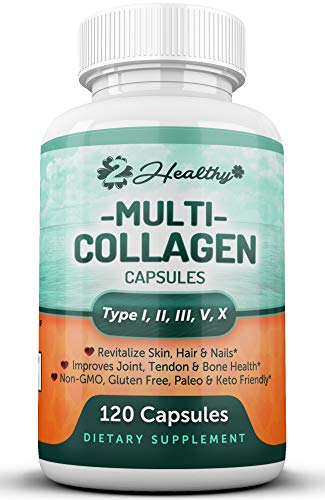 Product Cover Multi Collagen Peptides Pills - Type I, II, III, V, X - 120 Capsules - Natural Grass Fed Bone Broth Supplement, Clinically Effective Hydrolyzed Collagen Protein for Women, Skin Health Joint Anti Aging