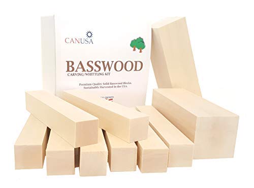 Product Cover Canusa Best Value Unfinished Kiln Dried Premium Basswood Carving/Whittling Large Beginners Blocks Kit
