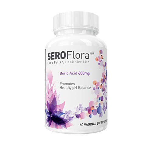 Product Cover Seroflora Boric Acid Vaginal Suppositories 600mg - Bottle of 60 - pH Balance for Women - Feminine Care - Made in USA