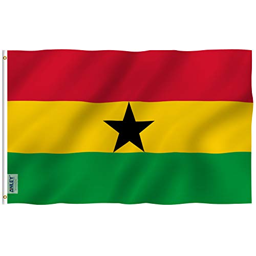 Product Cover Anley Fly Breeze 3x5 Foot Ghana Flag - Vivid Color and UV Fade Resistant - Canvas Header and Double Stitched - Ghanaian National Flags Polyester with Brass Grommets 3 X 5 Ft