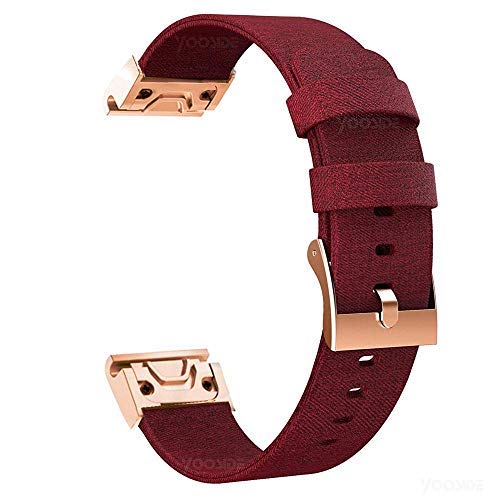 Product Cover Fenix 5S /Fenix 5S Plus Watch Band,YOOSIDE 20mm Quick Fit Woven Nylon Canvas Watch Band Strap for Garmin Fenix 5S /Fenix 5S Plus (Red)