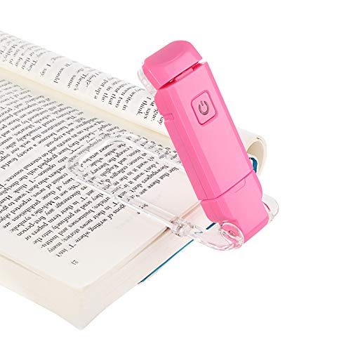Product Cover DEWENWILS USB Rechargeable Book Reading Light, Warm White, Brightness Adjustable, LED Clip on Book Lights for Reading in Bed, Car Reading Light for Kids, Bookworms, Pink