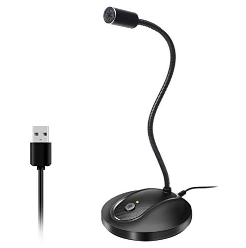 Product Cover USB Desktop Microphone with Mute Button,Plug&Play Condenser,Computer, PC, Laptop, Mac, PS4 Mic LED Indicator -360 Gooseneck Design -Recording, Dictation, YouTube, Gaming, Streaming (Omnidirectional)