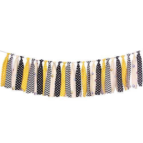Product Cover ONINIT Bee Safety Fabric Banner Buntings Garlands for Kids Birthday,Baby Shower Decoration,Best Kids Birthday Party Supplies for Photo Booth Props,Birthday Souvenir and Gifts