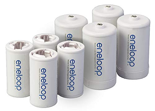 Product Cover Panasonic K-KJBS1/2E8A eneloop C Size Battery Adapters for Use with Ni-MH Rechargeable AA Battery Cells, 8 Pack