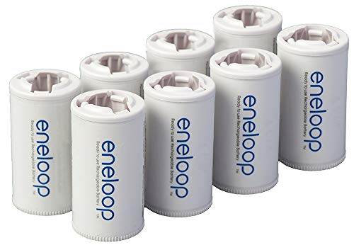 Product Cover Panasonic BQ-BS2E8SA eneloop C Size Battery Adapters for Use with Ni-MH Rechargeable AA Battery Cells, 8 Pack