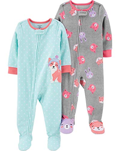 Product Cover Carter's Baby Girls 2-Pack Loose Fit Fleece Footed Pajamas