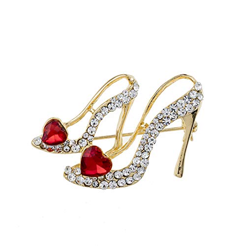 Product Cover Sperrins Fashion Style High-Heel Shoe Rhinestone Brooch Pin Gold Color