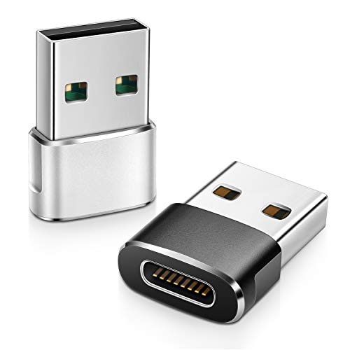 Product Cover Elebase USB C Female to USB Male Adapter (2 Pack) (Upgraded Version),Type C to USB A Connector,Works with Laptops,Chargers,and More Devices with Standard USB A Interface (Black&Silver)