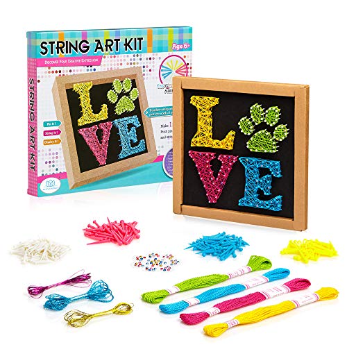 Product Cover String Art Kit Craft for Kids 9-12 - DIY Canvas for Boys, Girls, Teens and Adults - Love Edition - Clear Picture Instructions, Large Frame 10