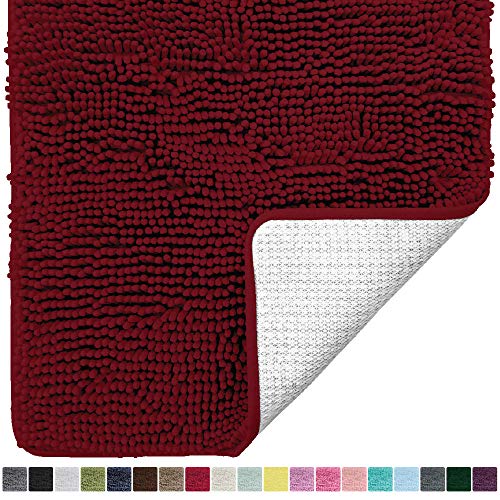 Product Cover Gorilla Grip Original Luxury Chenille Bathroom Rug Mat, 30x20, Extra Soft and Absorbent Shaggy Rugs, Machine Wash Dry, Perfect Plush Carpet Mats for Tub, Shower, and Bath Room, Burgundy