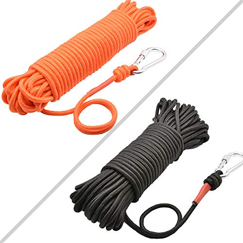 Product Cover HomTop Magnet Fishing Rope with Carabiner - All Purpose Nylon High Strengte Cord Safety Rope - 65 Feet - Diameter 8mm - Approximately 1/3