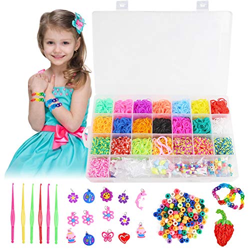 Product Cover Koogel 5244+ Rainbow Rubber Bands Refill Set,4400+ Premium Quality Loom Rubber Bands 35 Pendants,6 Small Crochets,300 Beads Pack,500 S Buckles, Organizer for DIY Bracelets Jewelry Dolls Hats