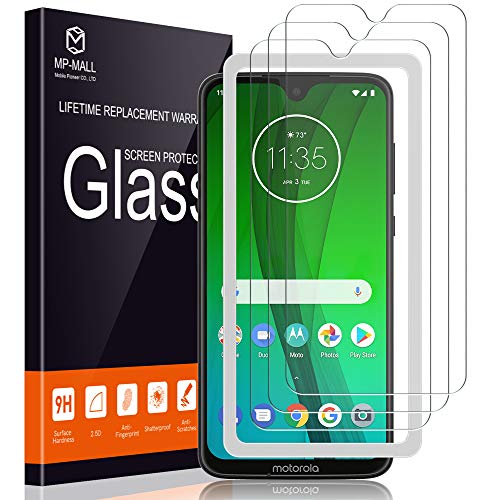 Product Cover MP-MALL [3-Pack] Screen Protector for Motorola Moto G7 / Moto G7 Plus Tempered Glass [Easy Installation Alignment Frame] [Anti-Scratch] Case Friendly