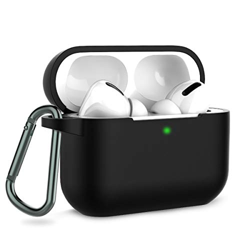 Product Cover Coffea AirPods Pro Case with Keychain, AirPods 3 Protective Cover Silicone Case for AirPods Pro Charging Case (Front LED Visible) (Black)