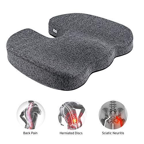 Product Cover Etekcity Seat Cushion for Office Chair Car Seat Non-Slip Coccyx Orthopedic 100% Memory Foam Designed for Tailbone & Sciatica & Back Pain Relief Bamboo Charcoal Breathable Fadeless Cushion Cover