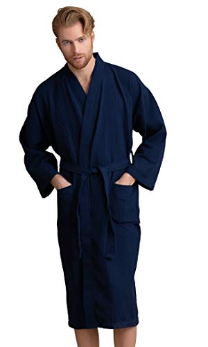 Product Cover Handsome Waffle Spa Bathrobe for Men. Luxurious Square Pattern Turkish Cotton