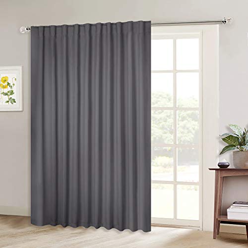 Product Cover NICETOWN Sliding Door Curtains, Wide Thermal Blackout Patio Door Curtain Panel, Vertical Blind, Sliding Glass Door Drapes/Draperies with Back Tab & Rod Pocket (Gray, W80 x L84, 1 Piece)