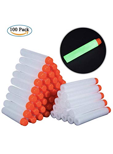 Product Cover ZZ ZONEX 100pcs Hollow Out Soft Foam Refill Darts for Nerf N-Strike Elite Series Blasters(White, Glow in The Dark)
