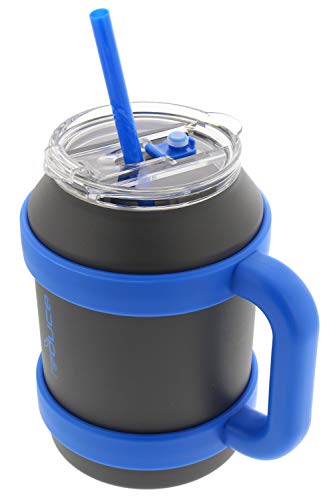 Product Cover Reduce Cold-1 50oz Large Water Tumbler With Straw and Easy-Carry Handle - Perfect Large Tumbler for Hot and Cold Drinks, 36 Hours Cold - Sweat-Proof Body, Leak-Proof Lid, BPA Free - Gray and Blue