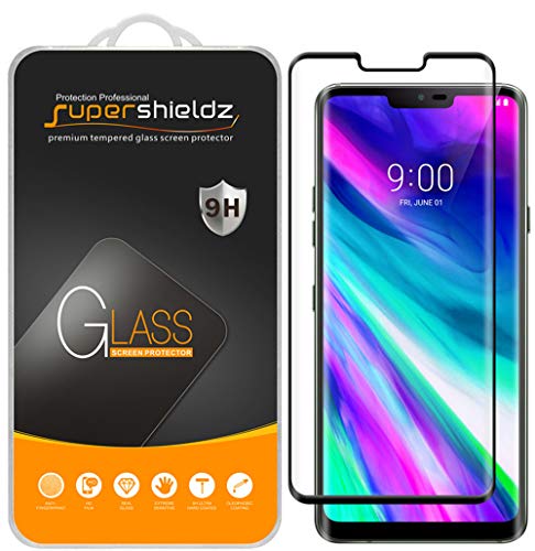 Product Cover (2 Pack) Supershieldz for LG G8 ThinQ Tempered Glass Screen Protector, (Full Cover) (3D Curved Glass) Anti Scratch, Bubble Free (Black)