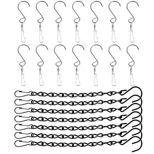 Product Cover OFNMY DIY Swivel Hooks Clips and Chain Kit, 18 Pack Stainless Steel Chain and Swivel S Hooks for Smooth Spinning Hanging Decor Display Twist Turn Twirl Swirl Hang for Wind Chimes, Party Supply