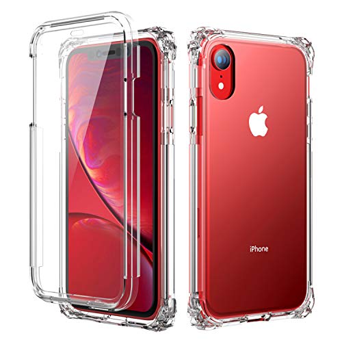 Product Cover SKYLMW iPhone XR Case, [Built in Screen Protector] Full Body Shockproof Dual Layer High Impact Corner Protection Hard Plastic & Soft TPU with Sturdy Cover Case for iPhone XR 2018(6.1 inch),Clear
