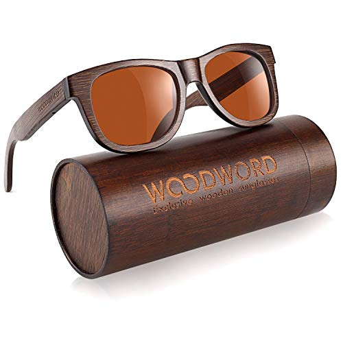 Product Cover Polarized Wood Sunglasses for Men Women - Bamboo Wood Sunglasses with Case