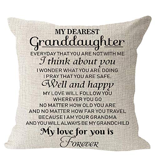 Product Cover My Dearest Granddaughter My Love for You is Forever Cotton Linen Square Throw Waist Pillow Case Decorative Cushion Cover Pillowcase Sofa 18