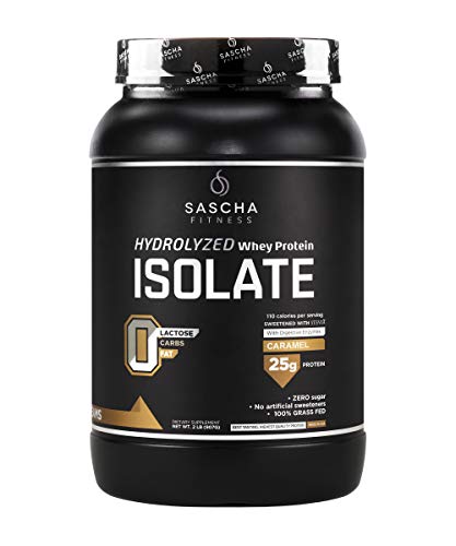 Product Cover Sascha Fitness Hydrolyzed Whey Protein Isolate,100% Grass-Fed (2 Pounds, All) (Caramel)