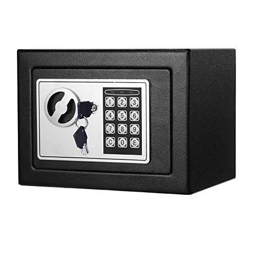 Product Cover Safe Box, Dorlfin Digital Small Safe Steel Electronic Safe Deposit Box with Lock Keypad for Money Jewelry Security Cabinet Black