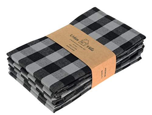 Product Cover Urban Villa Kitchen Towels, Premium Quality,100% Cotton Dish Towels,Mitered Corners,Ultra Soft (Size: 20X30 Inch), Grey/Black Highly Absorbent Bar Towels & Tea Towels - (Set of 6)