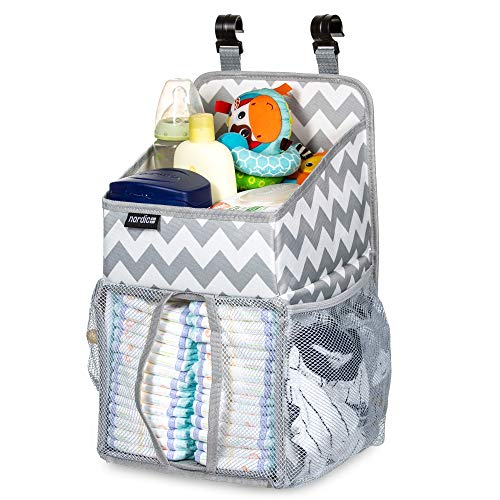Product Cover Daily Nordic Diaper Caddy Nursery Organizer (20x9x9) Crib Hanging Storage with 3 Side Pockets, Resistant Easy-to-Hang Changing Table Organizer Diaper Stacker for Newborn Baby Diapers, Wet Wipes, Toys