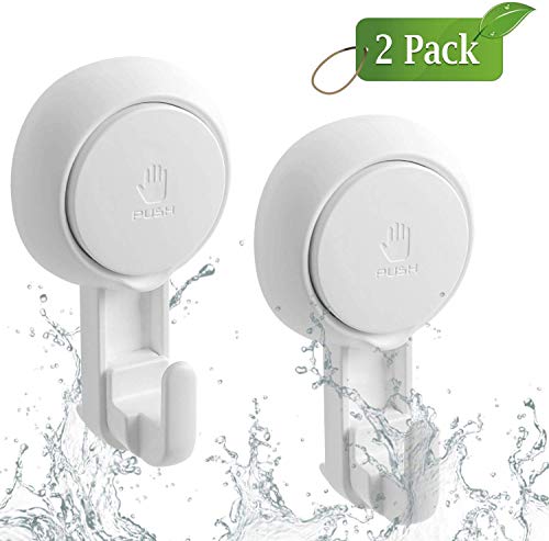 Product Cover Luxear Suction Hooks Powerful Vacuum Suction Cup Hooks- Heavy Duty Shower Hooks Waterproof Suction Hanger for Bathroom Kitchen Towel, Robe, Loofah Removable and Reusable Hooks for Bags Coat (2 Pack)