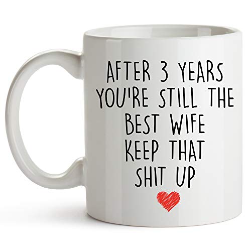 Product Cover YouNique Designs 3 Year Anniversary Coffee Mug for Her, 11 Ounces, 3rd Wedding Anniversary Cup For Wife, Three Years, Third Year, 3rd Year