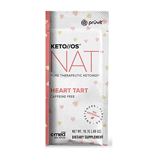 Product Cover Pruvit Keto//OS NAT Caffeine Free, BHB Salts Ketogenic Supplement - Beta Hydroxybutyrates Exogenous Ketones for Fat Loss, Workout Energy Boost Through Fast Ketosis. 20 Sachets (Heart Tart)