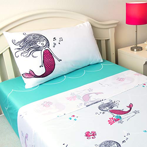 Product Cover JumpOff Jo 3-Piece Hypoallergenic Microfiber Sheet Set for Kids Bedding, Twin, Moonlight Mermaid