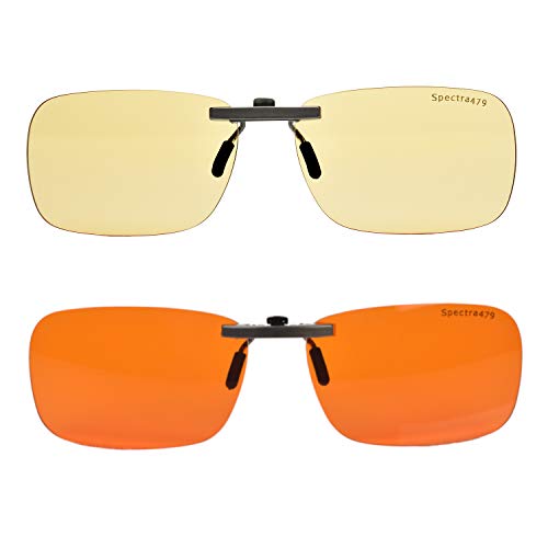 Product Cover Clip-on Blue Blocking Eye Wear - Special Tinted Lenses Help You Sleep and Relax Your Eyes (Day & Night Combo Pack)