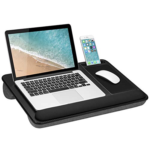 Product Cover LapGear Home Office Pro Lap Desk with Wrist Rest, Mouse Pad, and Phone Holder - Black Carbon - Fits Up To 15.6 Inch Laptops - style No. 91598