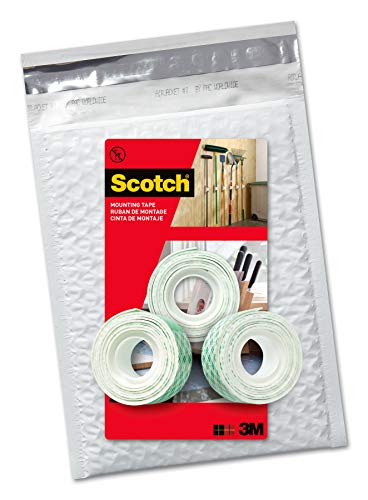 Product Cover Scotch Indoor Mounting Tape 1-inch X 50-inches, White, Holds up to 10 pounds, 3-Rolls, ships in e-ecommerce packaging