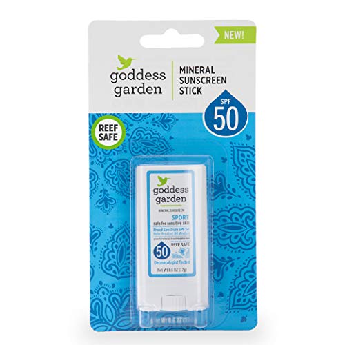 Product Cover Goddess Garden Sport SPF 50 Mineral Sunscreen Stick for Sensitive Skin (0.6 oz.), Reef Safe, Clear Zinc Oxide, Broad Spectrum, Unscented, Water Resistant, Non-Nano, Vegan, Leaping Bunny Cruelty-Free