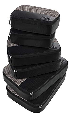 Product Cover 6pc Lightweight Travel Packing Cubes - Compression Luggage Organizers Set for Suitcase, Bag, Backpack, Luggage, Carry on (2 Small, 2 Medium, 2 Large, Black Lightweight Version)