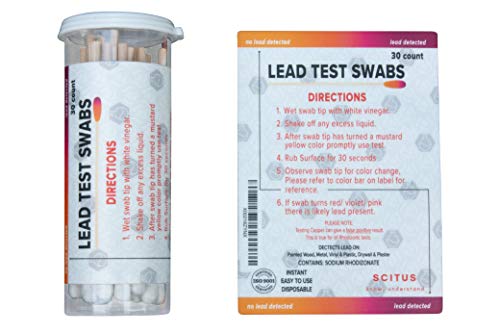 Product Cover Scitus Lead Test Kit with 30 Testing Swabs Rapid Test Results in 30 Seconds Just Dip in White Vinegar to Use Lead Testing Kits for Home Use Reagent, Suitable for All Painted Surfaces