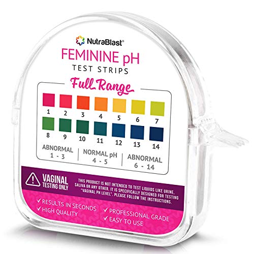 Product Cover Nutrablast Feminine pH Test Strips Full Range 1-14 | Monitor Intimate Health & Prevent Infections | Easy to Use & Accurate Women's Acidity & Alkalinity Balance Level Tester Kit