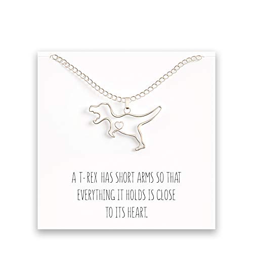 Product Cover Happy Kisses Dinosaur T-Rex Necklace - Cute Pendant Gift - Sweet and Funny Message Card