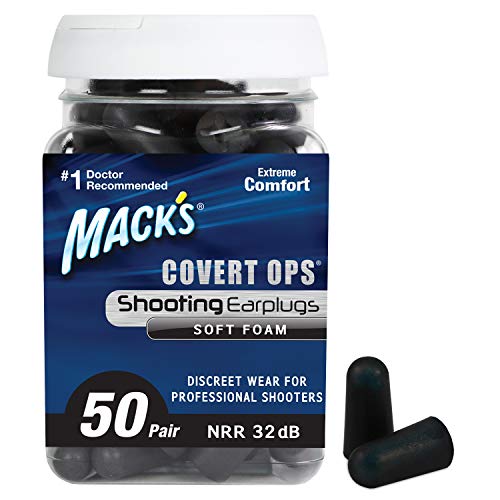 Product Cover Mack's Covert Ops Soft Foam Shooting Ear Plugs, 50 Pair - 32 dB High NRR, Comfortable Earplugs for Hunting, Tactical, Target, Skeet and Trap Shooting