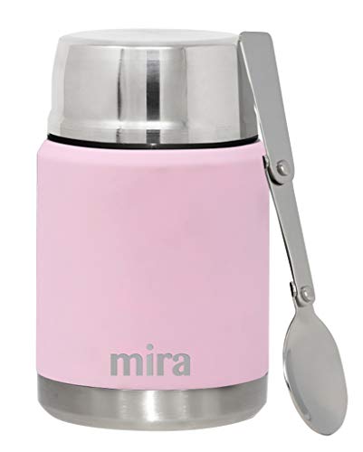 Product Cover MIRA Lunch, Food Jar | Vacuum Insulated Stainless Steel Lunch Thermos with Portable Folding Spoon | 17 oz (500 ml) | Pink