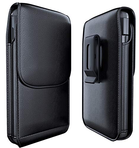 Product Cover Meilib Samsung Galaxy S10 S9 S8 Holster, Cell Phone Belt Holster Case with Belt Clip Leather Pouch Cover for Samsung Galaxy S10 S8 S9 (NOT Plus) - Built in ID Card Holder (Fits Phone with Case on)